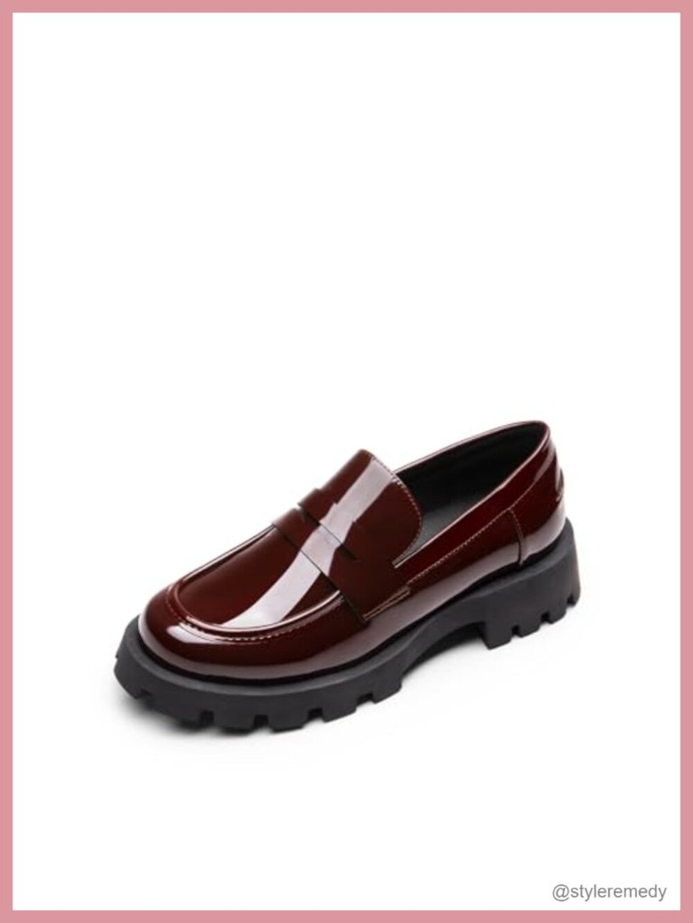 Womens Platform Lug Sole Loafers Faux Leather Slip-On Chunky Work Shoes